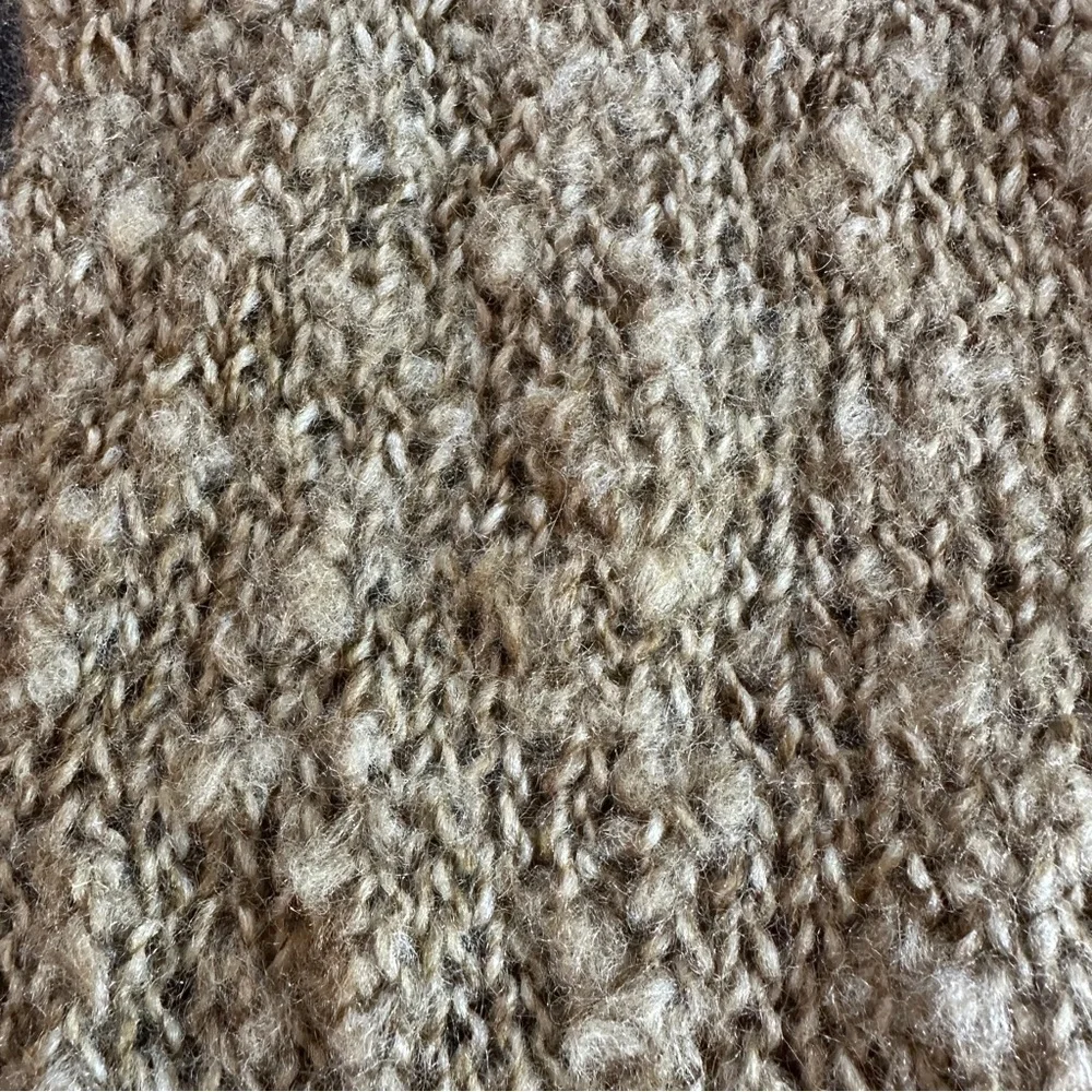 Mr Emperor Beige Knit Scarf with Fringe Wool and Acrylic. 72”